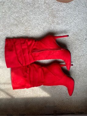 Jessica Simpson Red High-Heel Mid-Calf Boots - Women